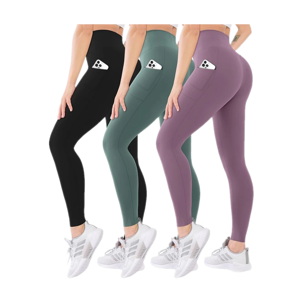 Blisset 3 Pack High Waisted Leggings for Women with Pockets Soft Active Tummy Control Pants for Yoga Running & Daily Wear


