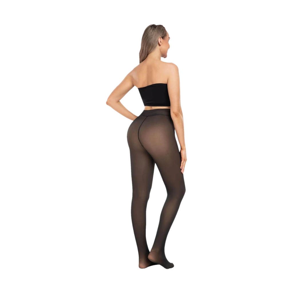 CHRLEISURE Women's Fleece Lined Tights - Fake Sheer Warm Pantyhose Thick Winter Leggings
